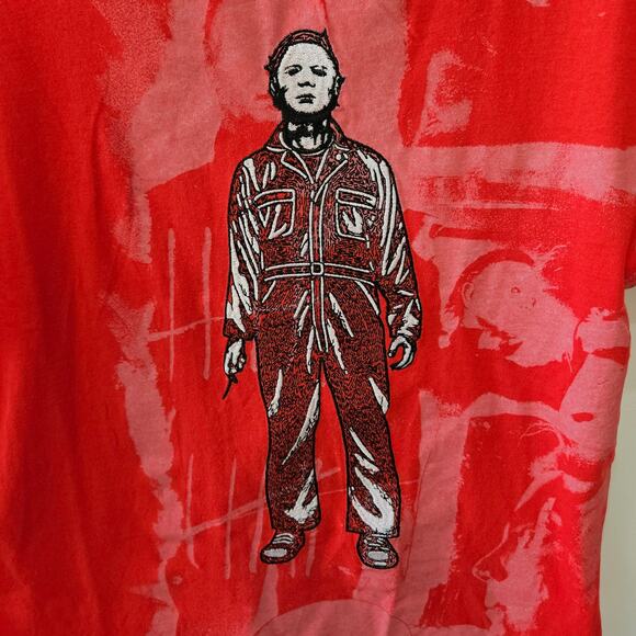 Halloween II Michael Myers Embroidered Graphic Red Tee Size Medium - Picture 2 of 7